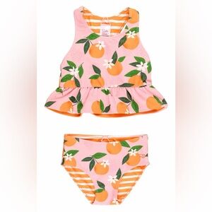 Ruffle Butts Reversible Orange and Striped Peplum Ruffle Tankini 6